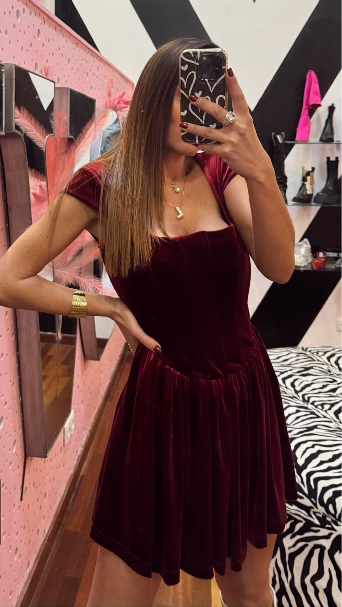 Dress Bordeaux Veludo