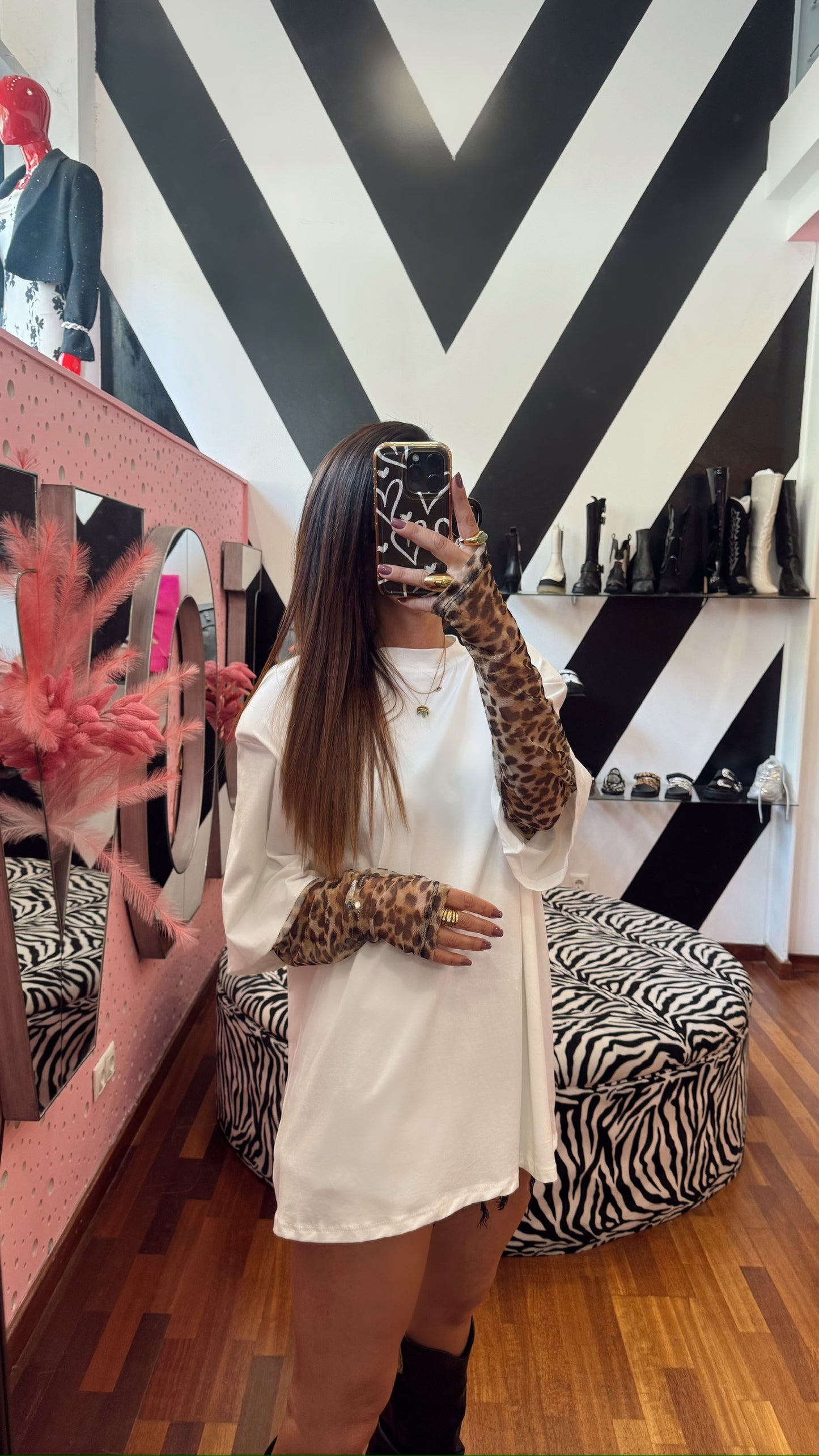 T-shirt White Leopard