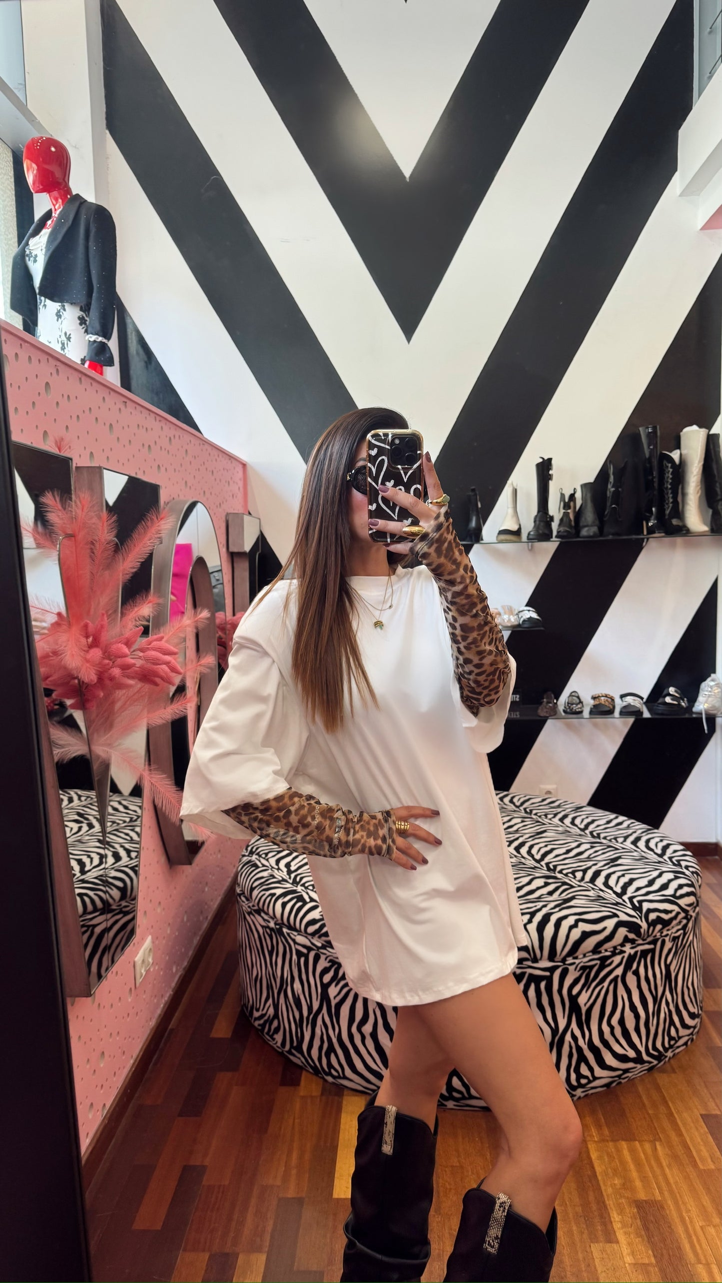 T-shirt White Leopard