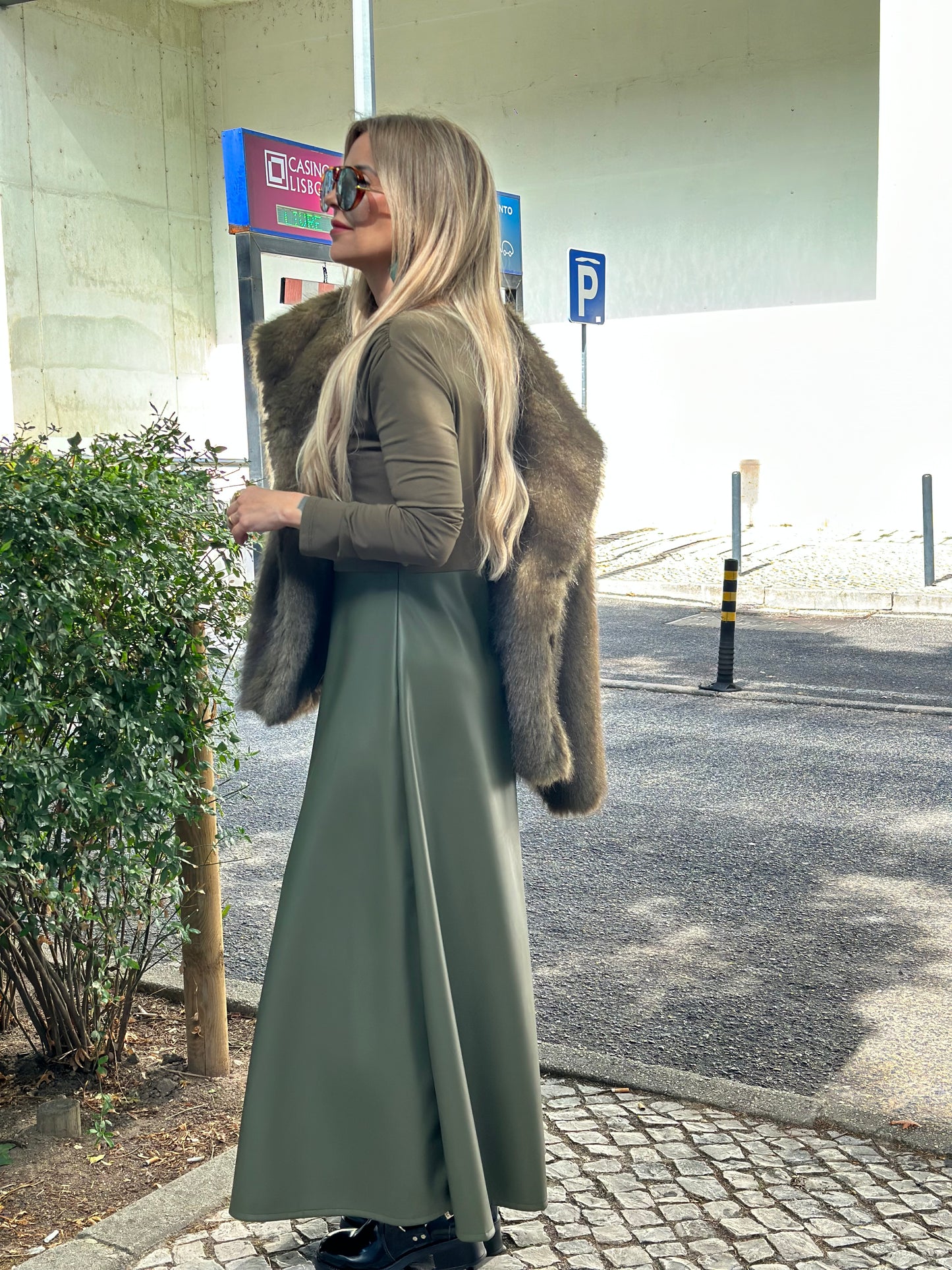 Vestido Verde Eco Pele Imperial Fashion