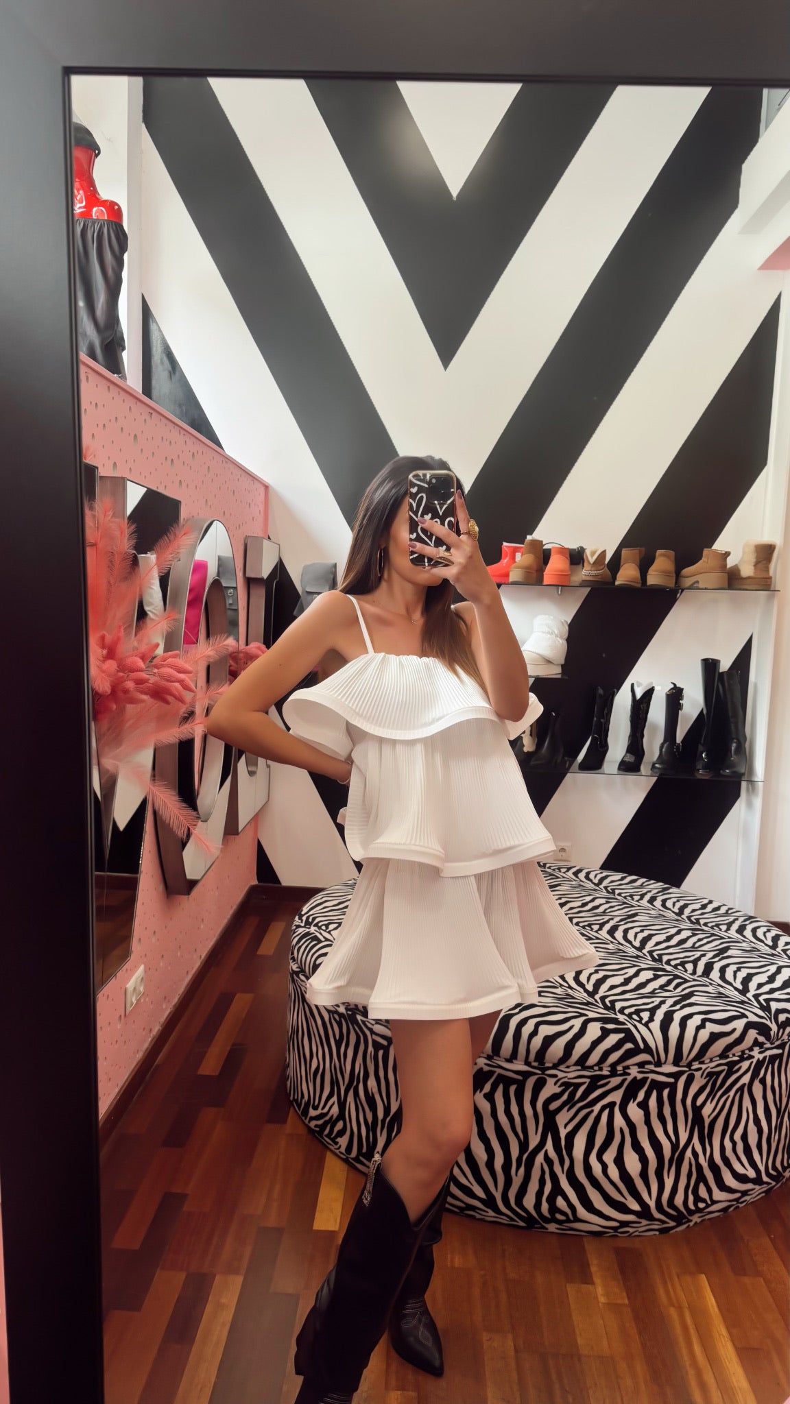 Vestido Branco Folho