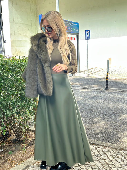 Vestido Verde Eco Pele Imperial Fashion