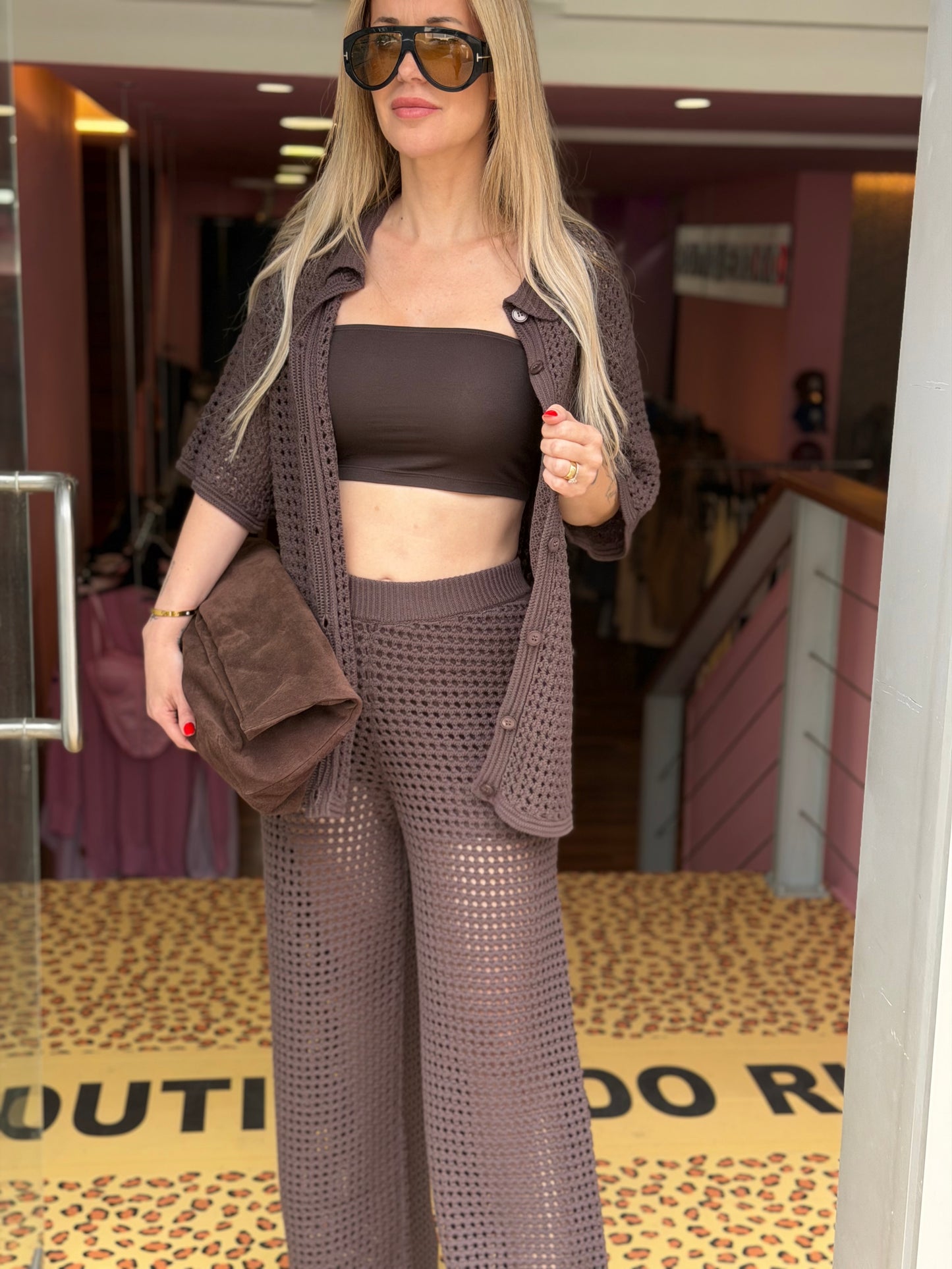 Conjunto Croche Castanho