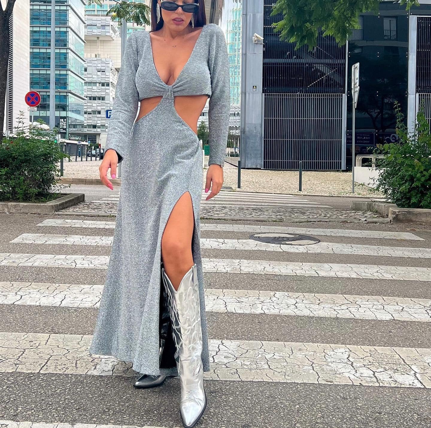 Vestido Lurex Prata