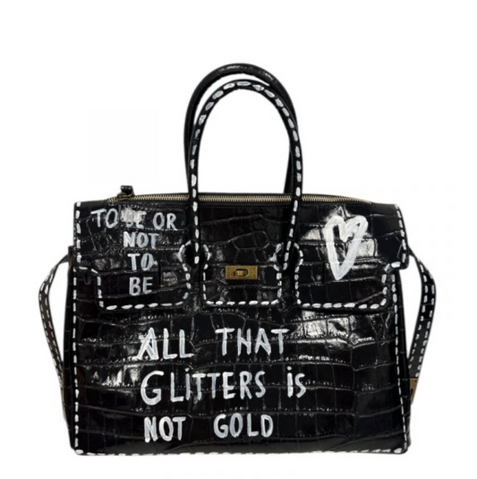 Mala Croco Black Mia Bag