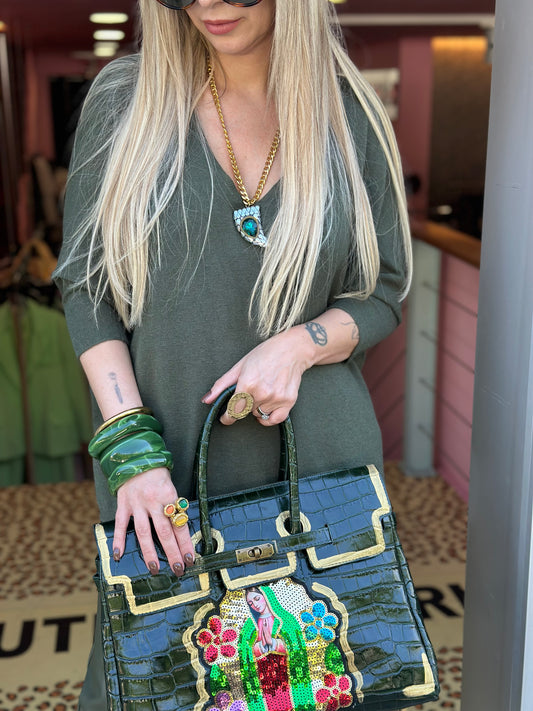Mala Croco Verde Mia Bag