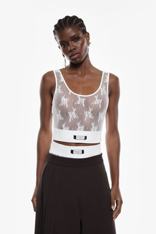 Top Branco Renda Imperial Fashion