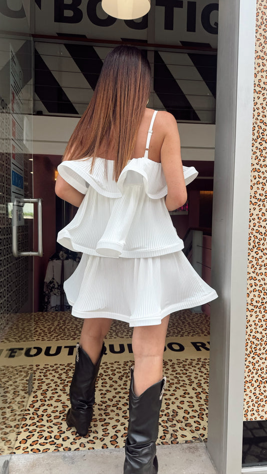 Vestido Branco Folho