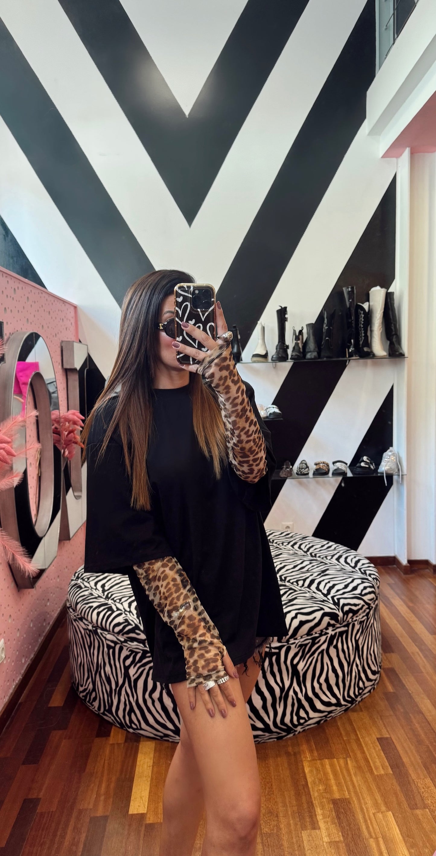 T-shirt Black Leopard