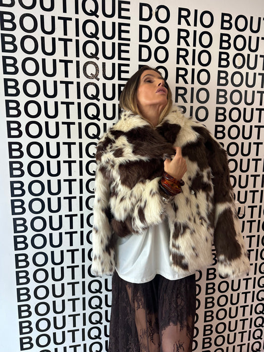 Casaco Castanho e Branco