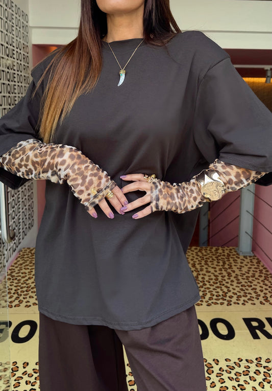 T-shirt Leopard Brown
