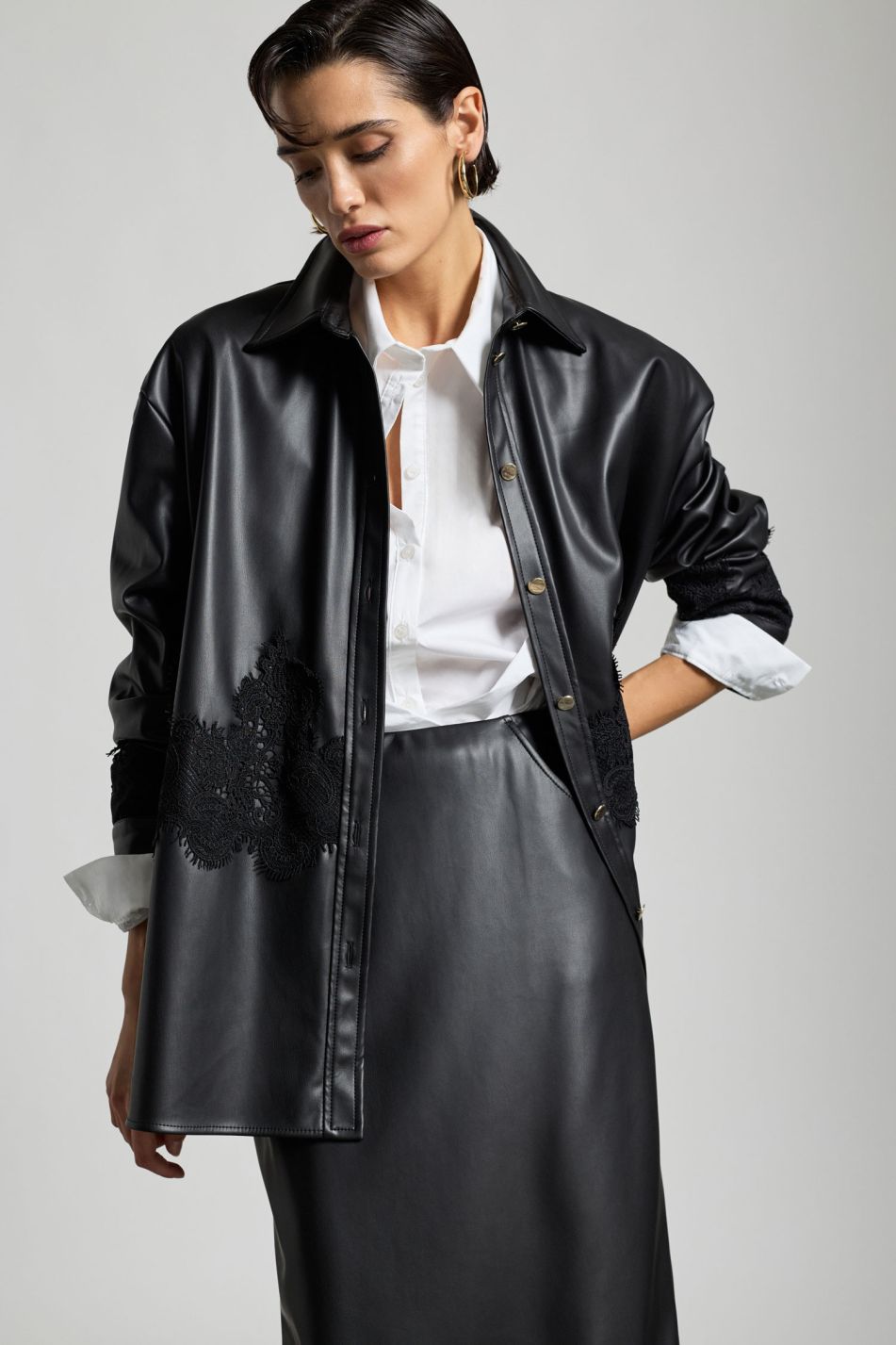 Camisa Preta Renda Imperial Fashion