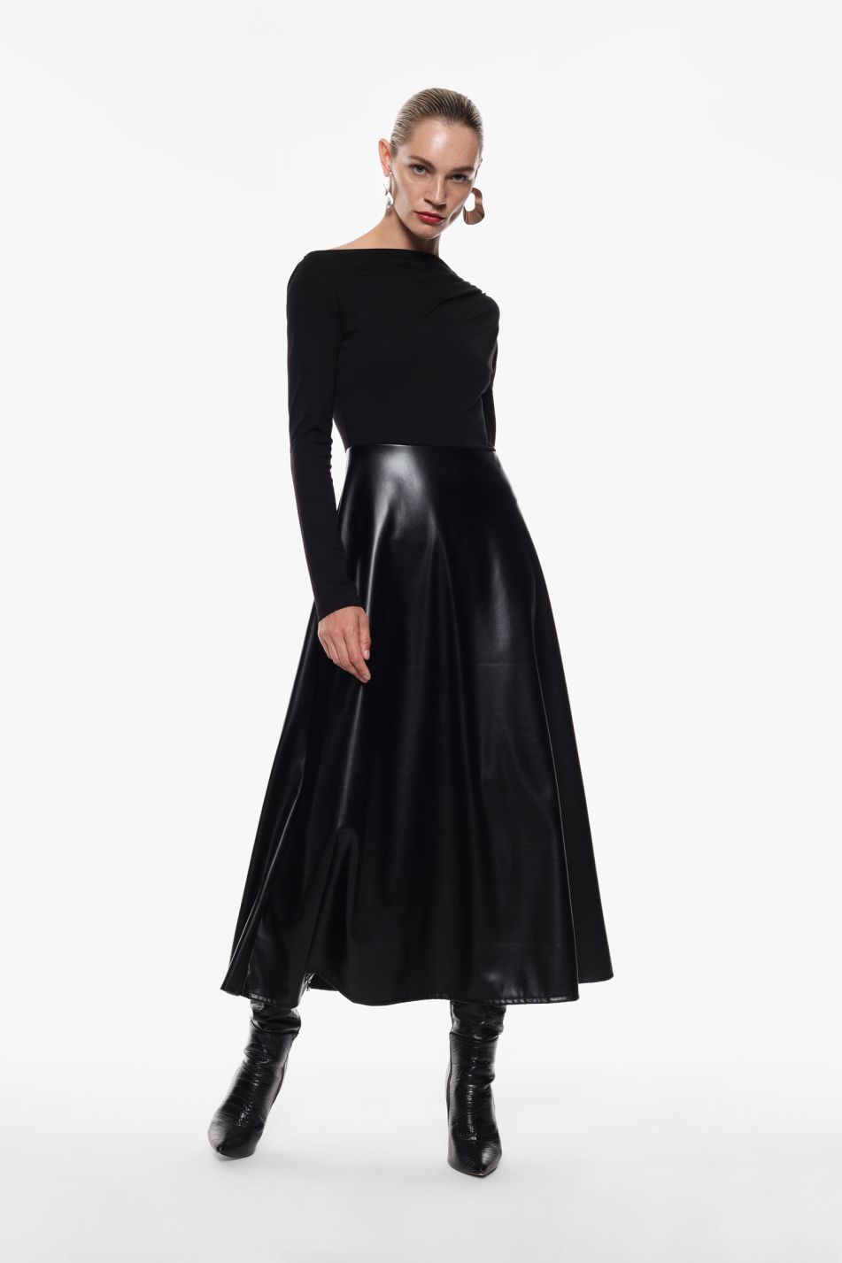 Vestido Preto Eco Pele Imperial Fashion