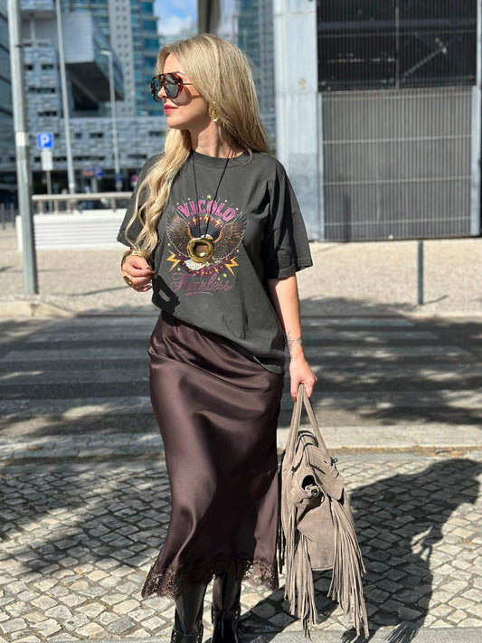 Saia Castanha de Cetim Vicolo